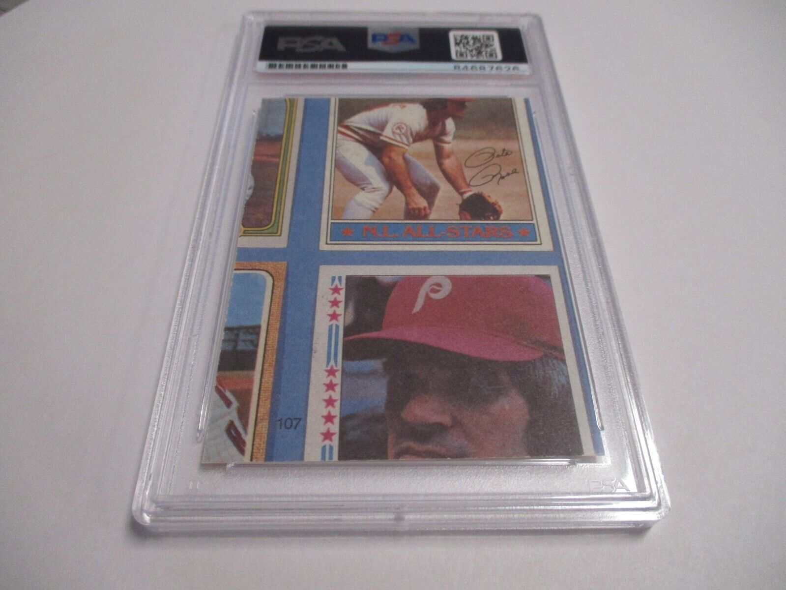 Pete Rose Cincinnati Reds Autographed 1986 Puzzle Back Baseball Card PSA Slab 3