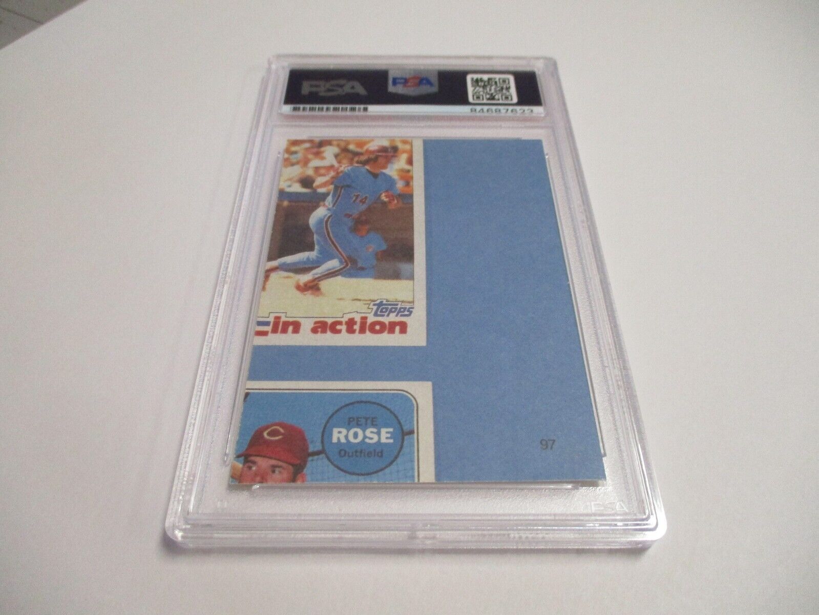 Pete Rose Cincinnati Reds Autographed 1986 Puzzle Back Baseball Card PSA Slab 4