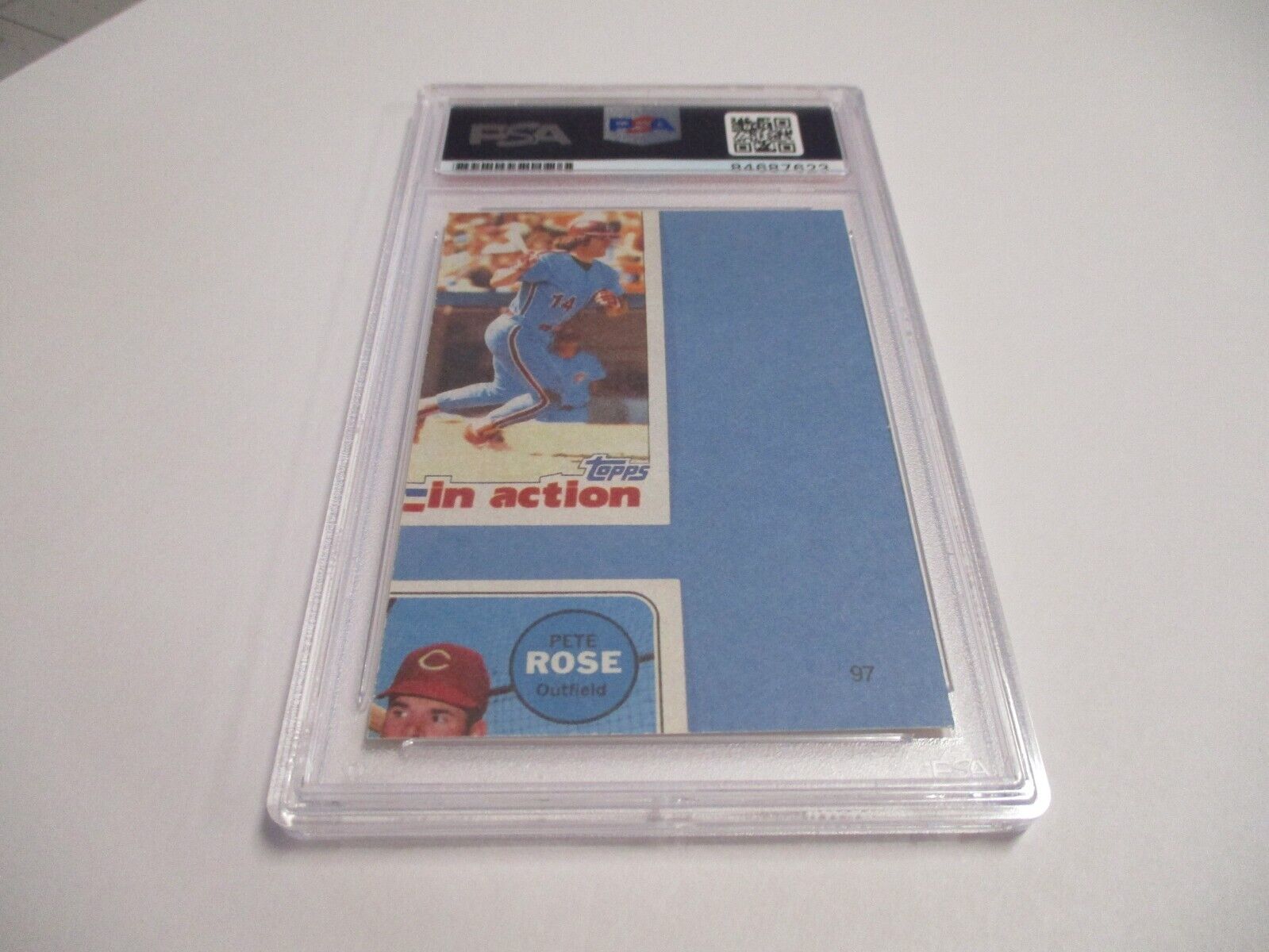 Pete Rose Cincinnati Reds Autographed 1986 Puzzle Back Baseball Card PSA Slab 4