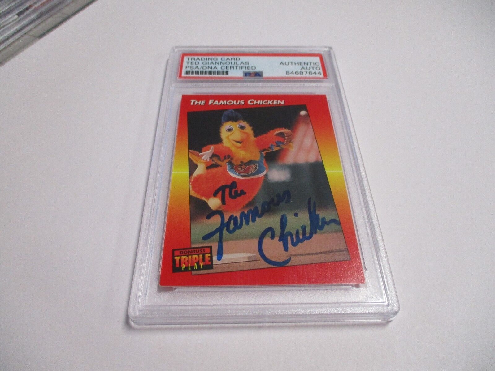 Ted Giannoulas Famous Chicken Autographed 1992 Triple Play Card #138 PSA Slab