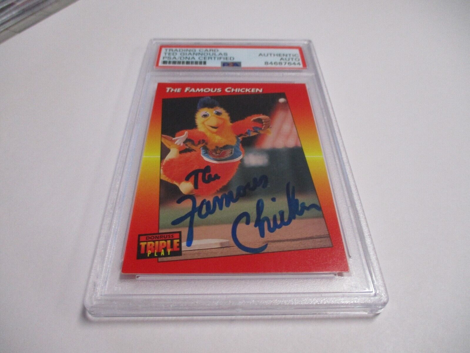 Ted Giannoulas Famous Chicken Autographed 1992 Triple Play Card #138 PSA Slab