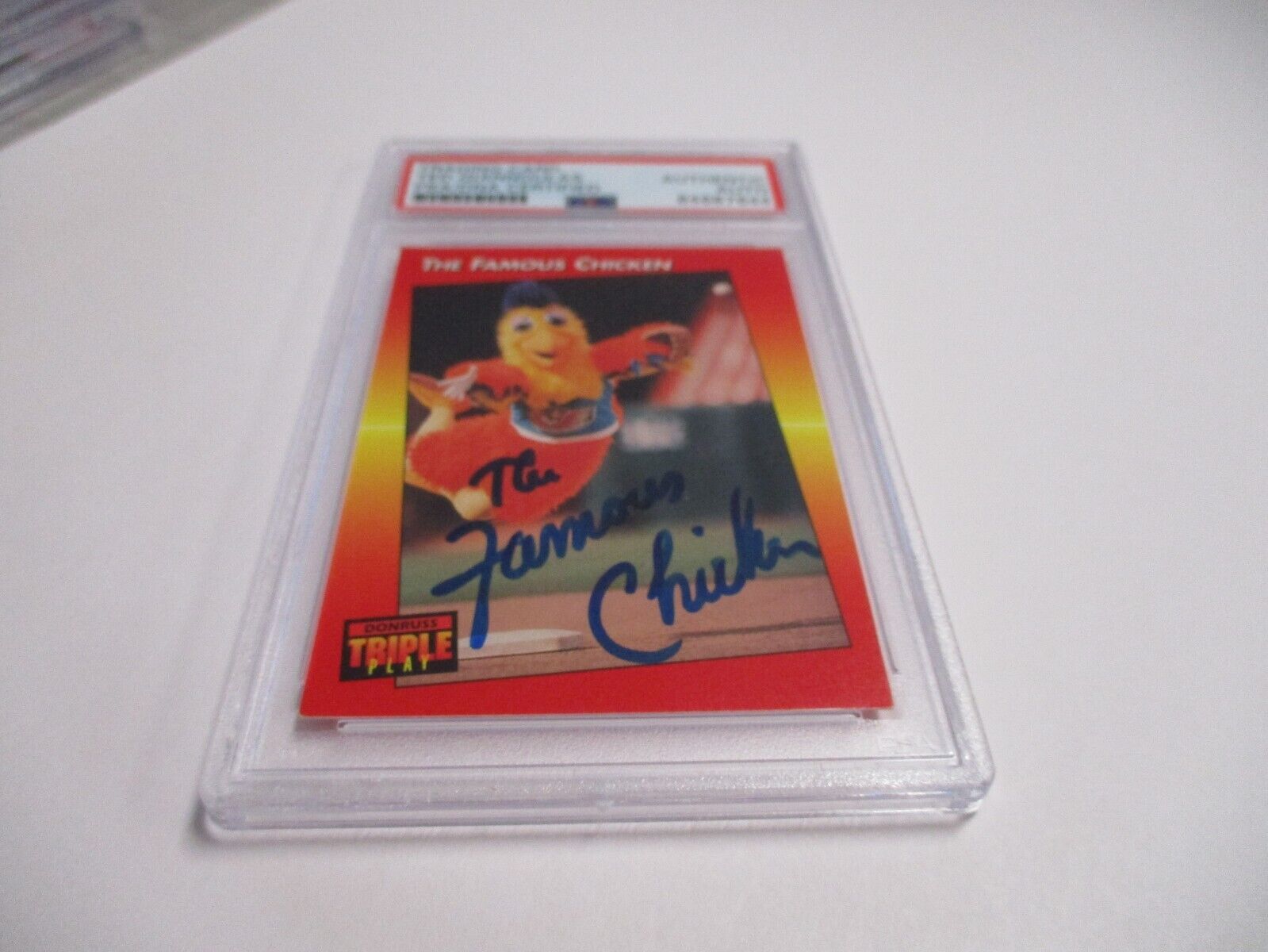 Ted Giannoulas Famous Chicken Autographed 1992 Triple Play Card #138 PSA Slab