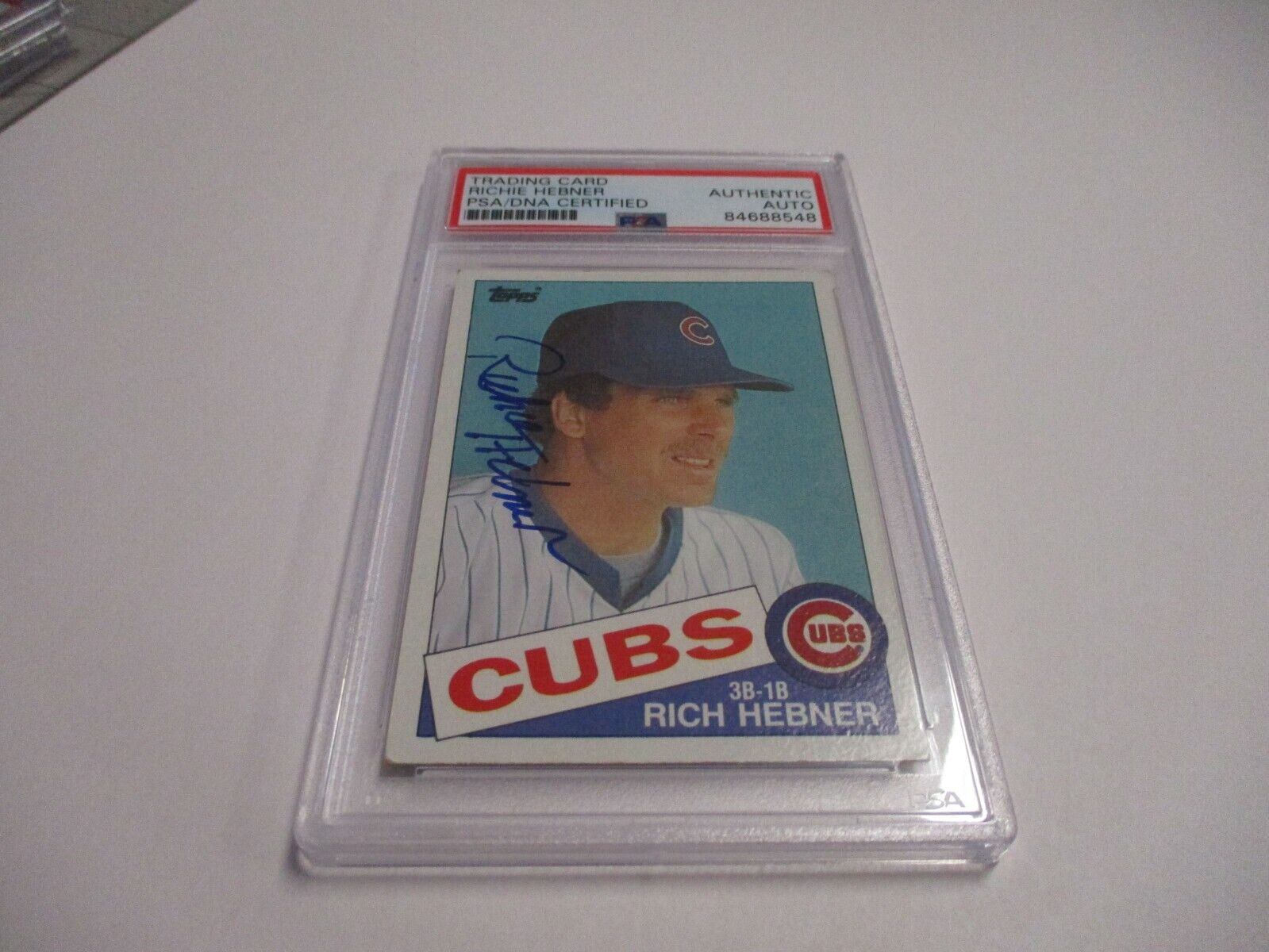 Richie Hebner Chicago Cubs Autographed 1984 Topps Baseball Card #124 PSA Slab