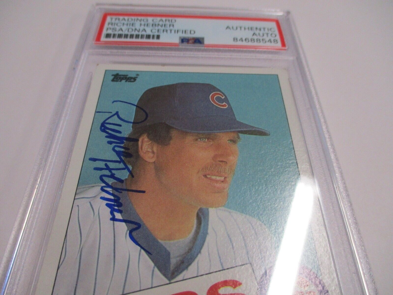 Richie Hebner Chicago Cubs Autographed 1984 Topps Baseball Card #124 PSA Slab