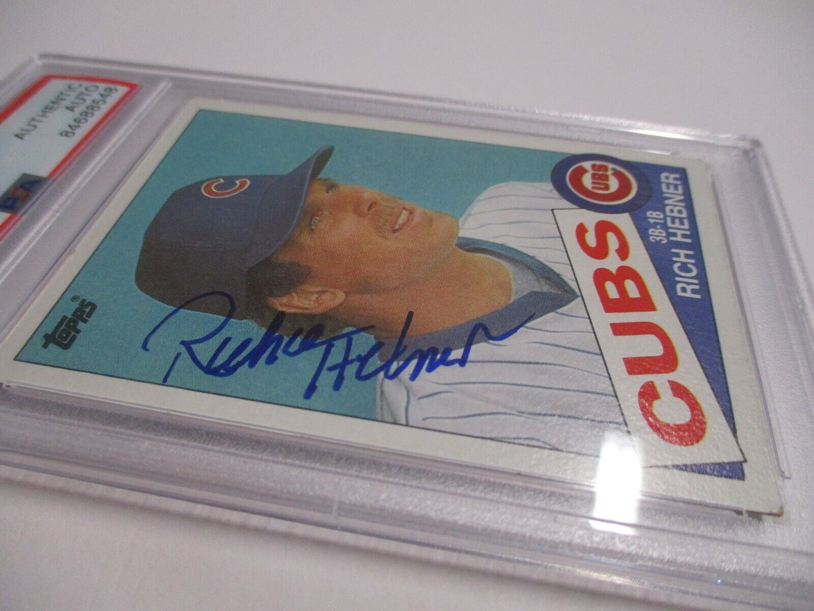 Richie Hebner Chicago Cubs Autographed 1984 Topps Baseball Card #124 PSA Slab