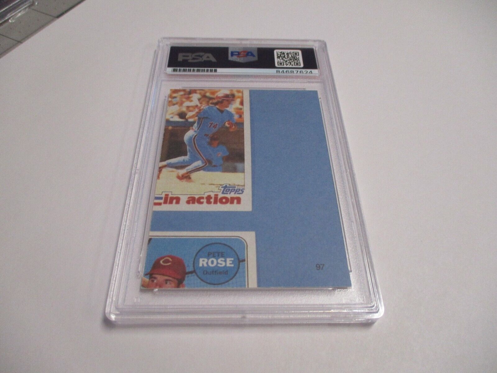 Pete Rose Cincinnati Reds Autographed 1986 Puzzle Back Baseball Card PSA Slab