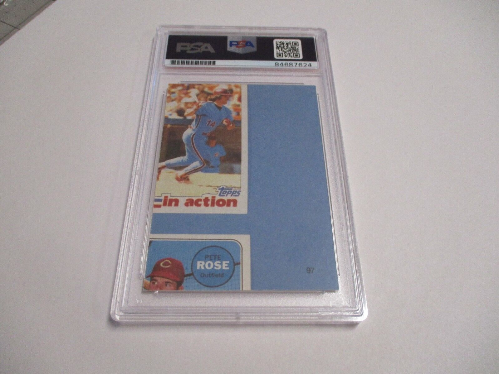 Pete Rose Cincinnati Reds Autographed 1986 Puzzle Back Baseball Card PSA Slab