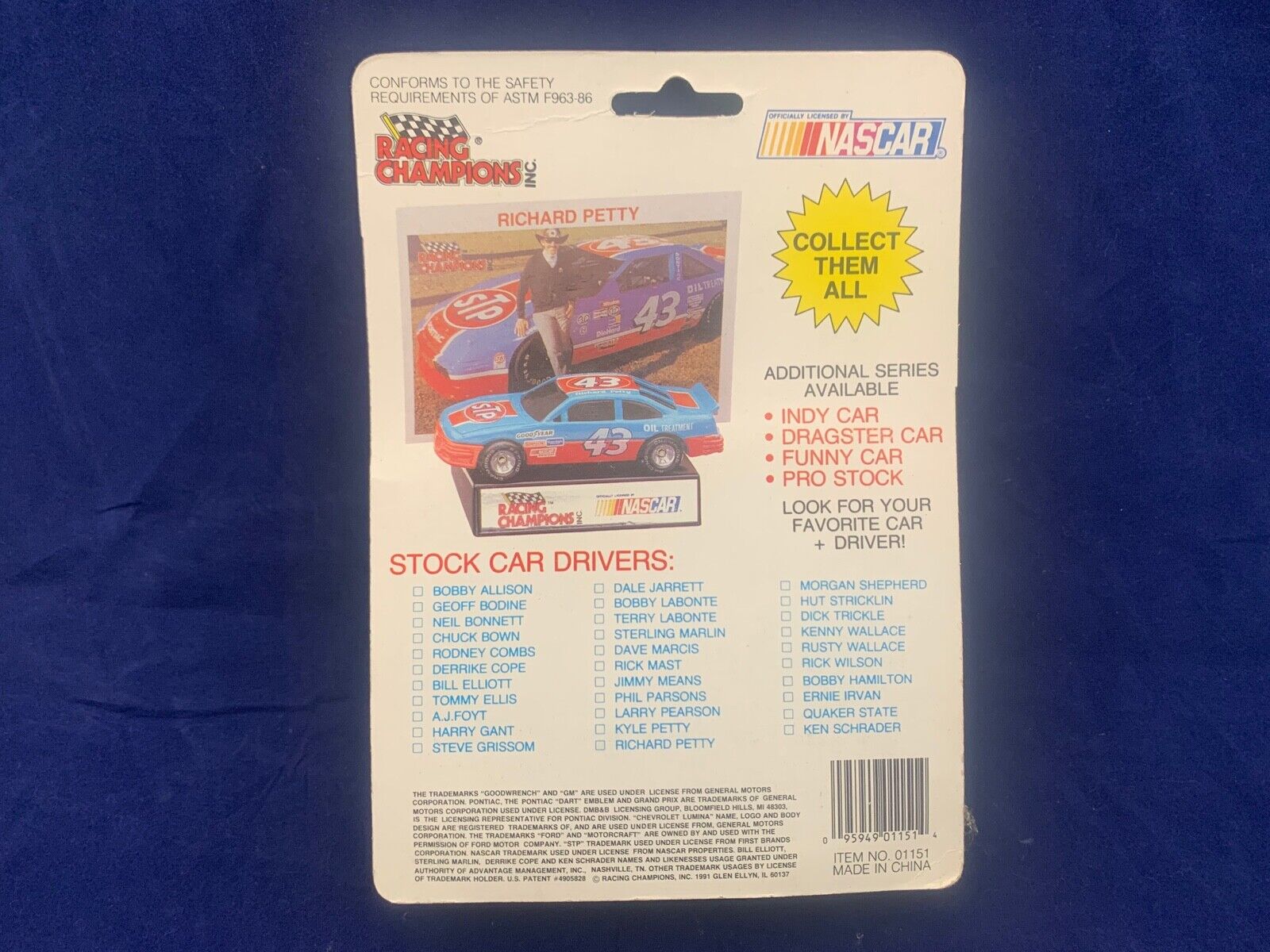 1992 Racing Champions  Daytona 500 Stock car 1992 Daytona Card and Display