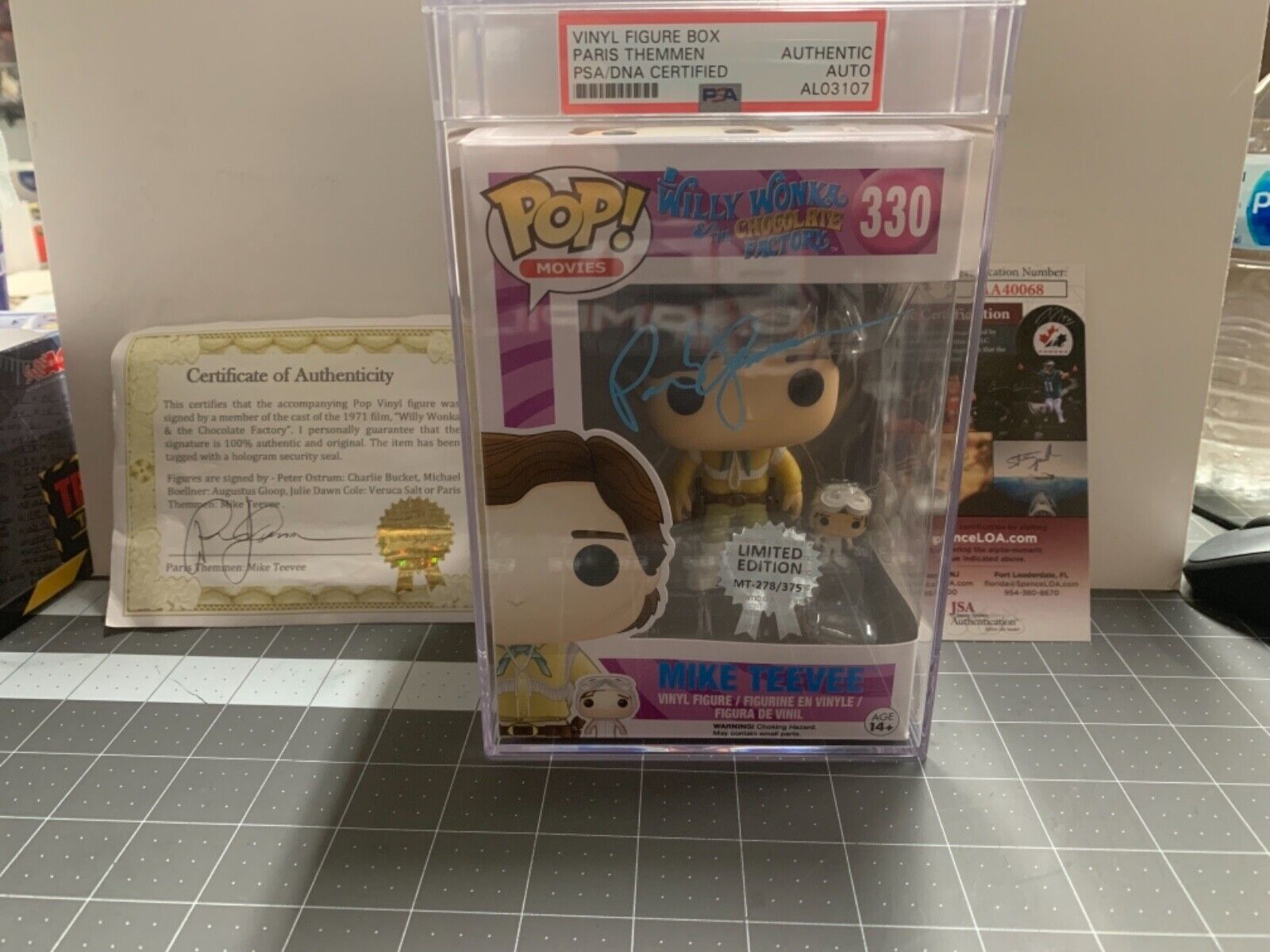 Paris Themmen Signed Funko Pop PSA Slabbed Certified #330 Wonka Mike Teevee