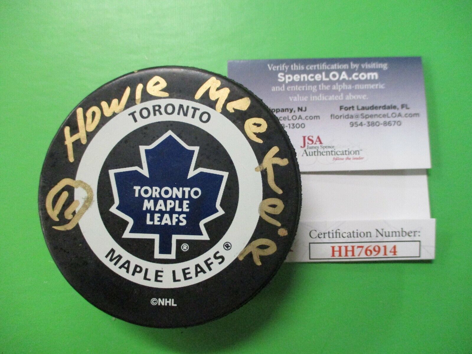 Howie Meeker Toronto Maple Leafs Autographed NHL Licensed Hockey Puck with JSA