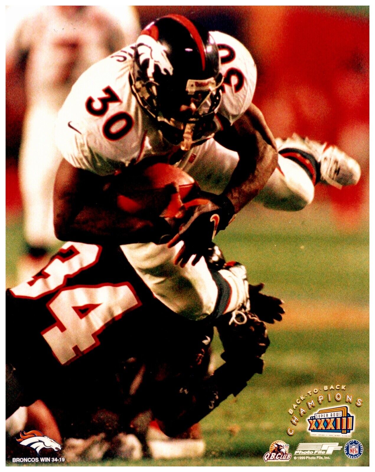 Terrel Davis Denver Broncos SB XXXIII Photofile Unsigned 8x10 Hologram Photo