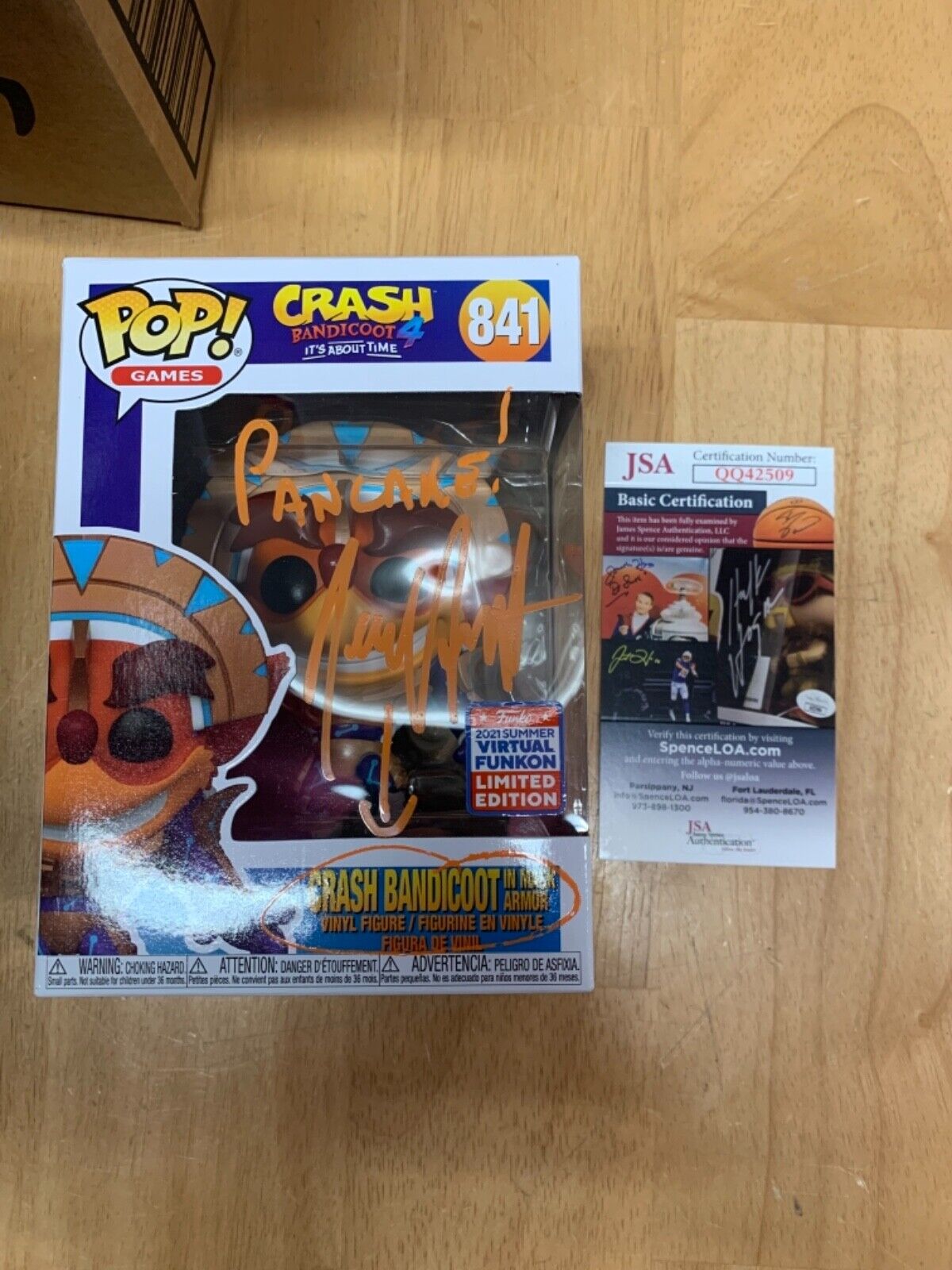 Funko Pop Autographed By Jess Harnell “Crash Bandicoot” Voice Actor JSA SDCC