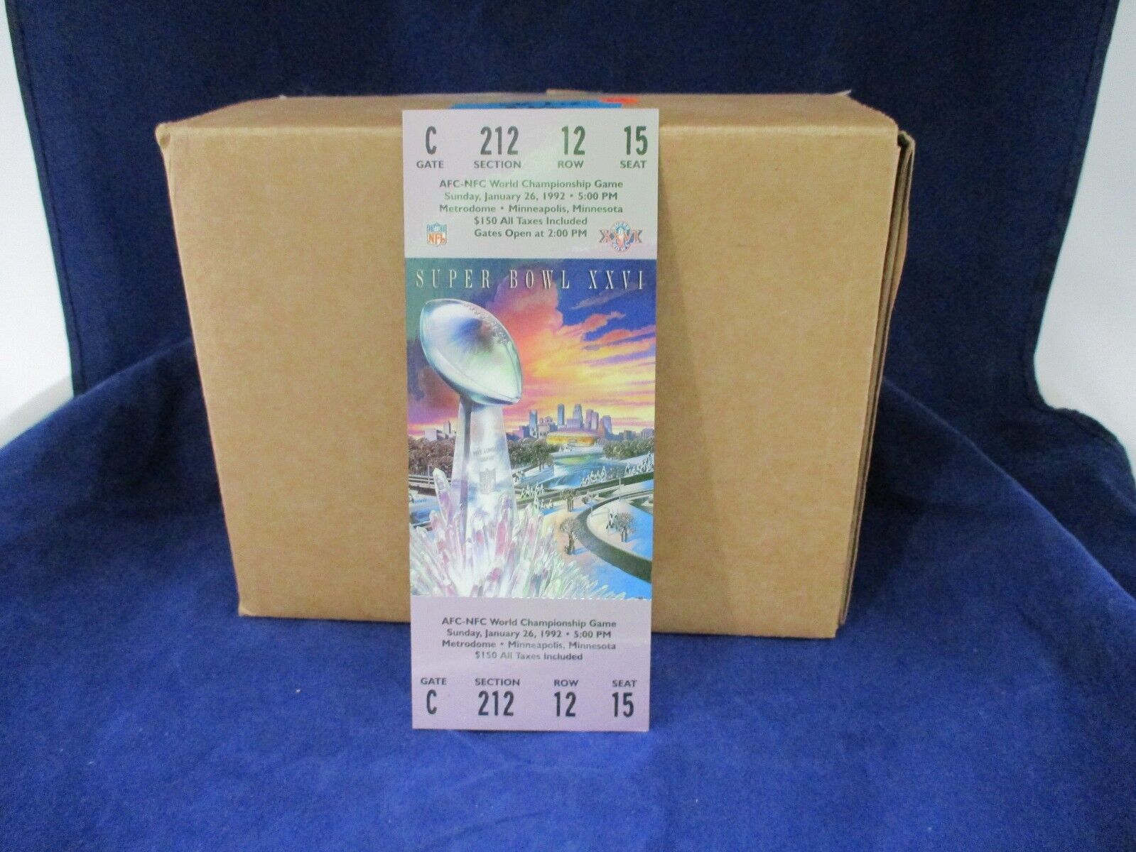 Super Bowl 26 XXVI 1992  "Redskins" Full Ticket Bills Vs Redskins