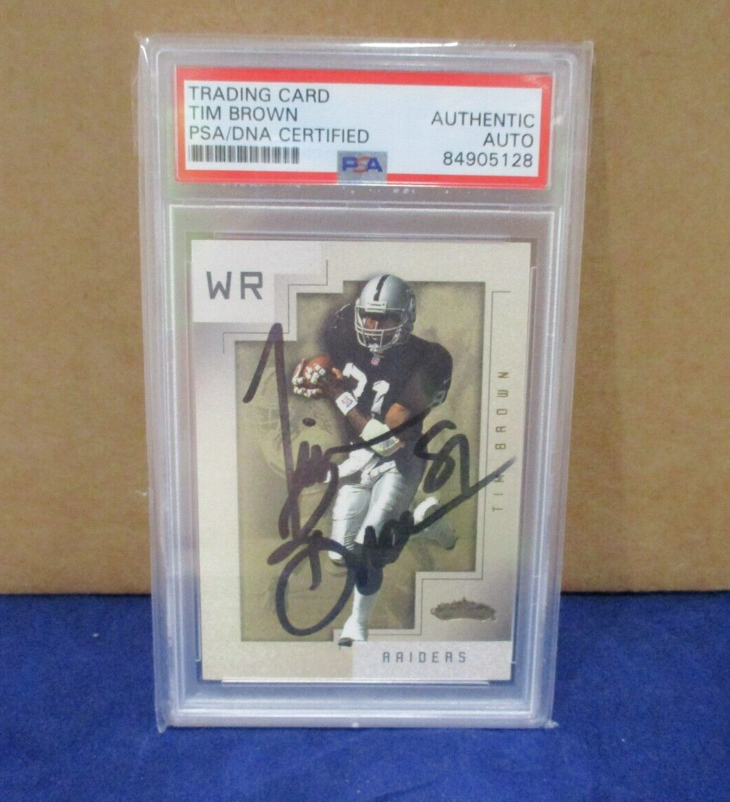 Tim Brown Raiders Autographed Signed 2001 Fleer Showcase Card PSA Slab #84905128