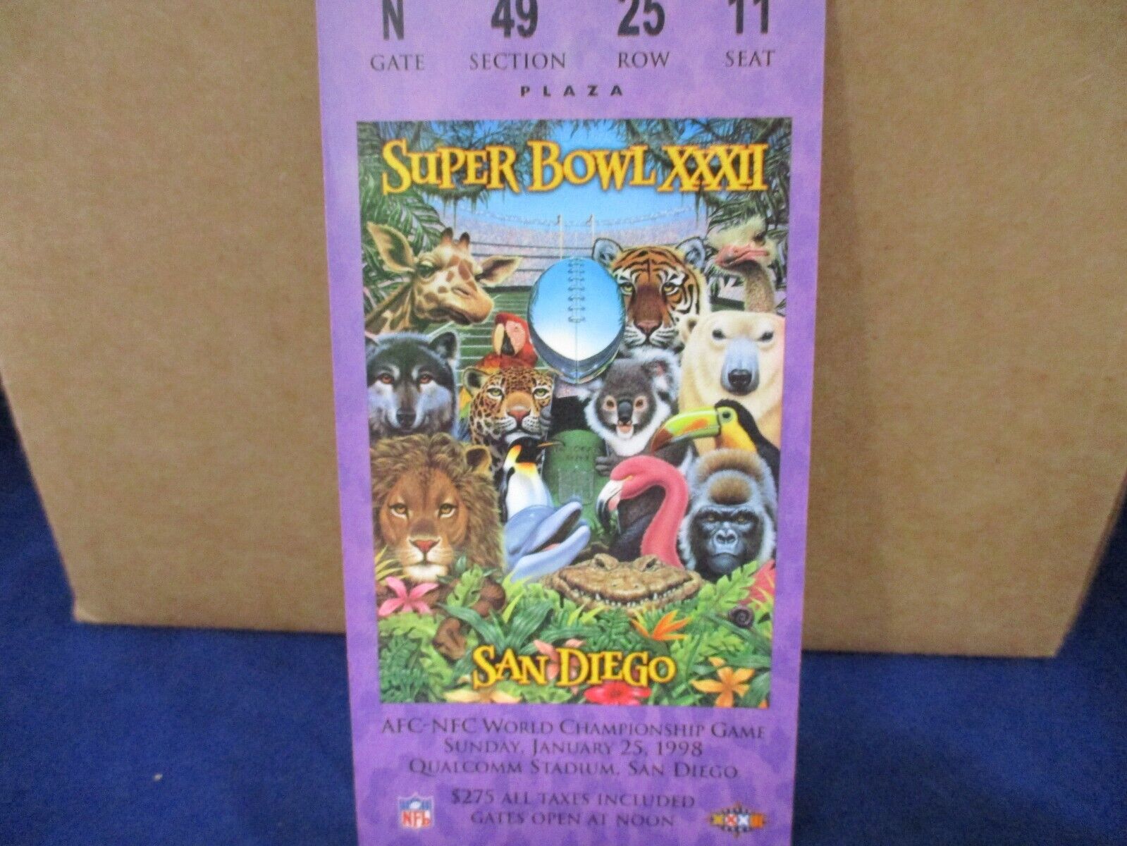 Super Bowl 32 XXXII 1998  "Broncos" Ticket Stub Packers Vs Broncos