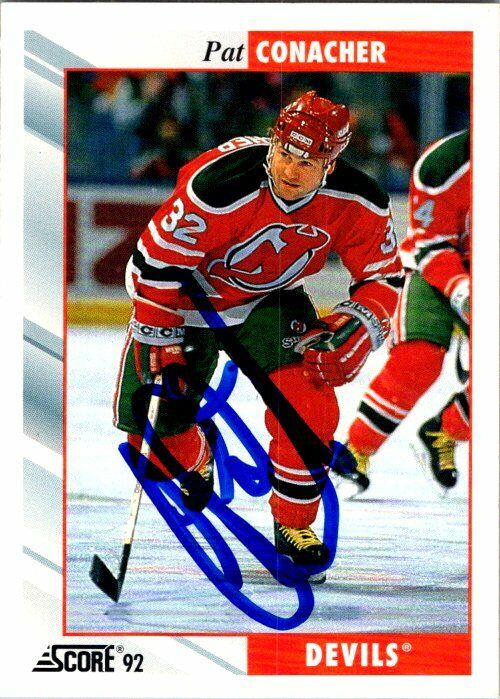 Pat Conacher New Jersey Devils Hand Signed 1992-93 Score Hockey Card #544 NM-MT