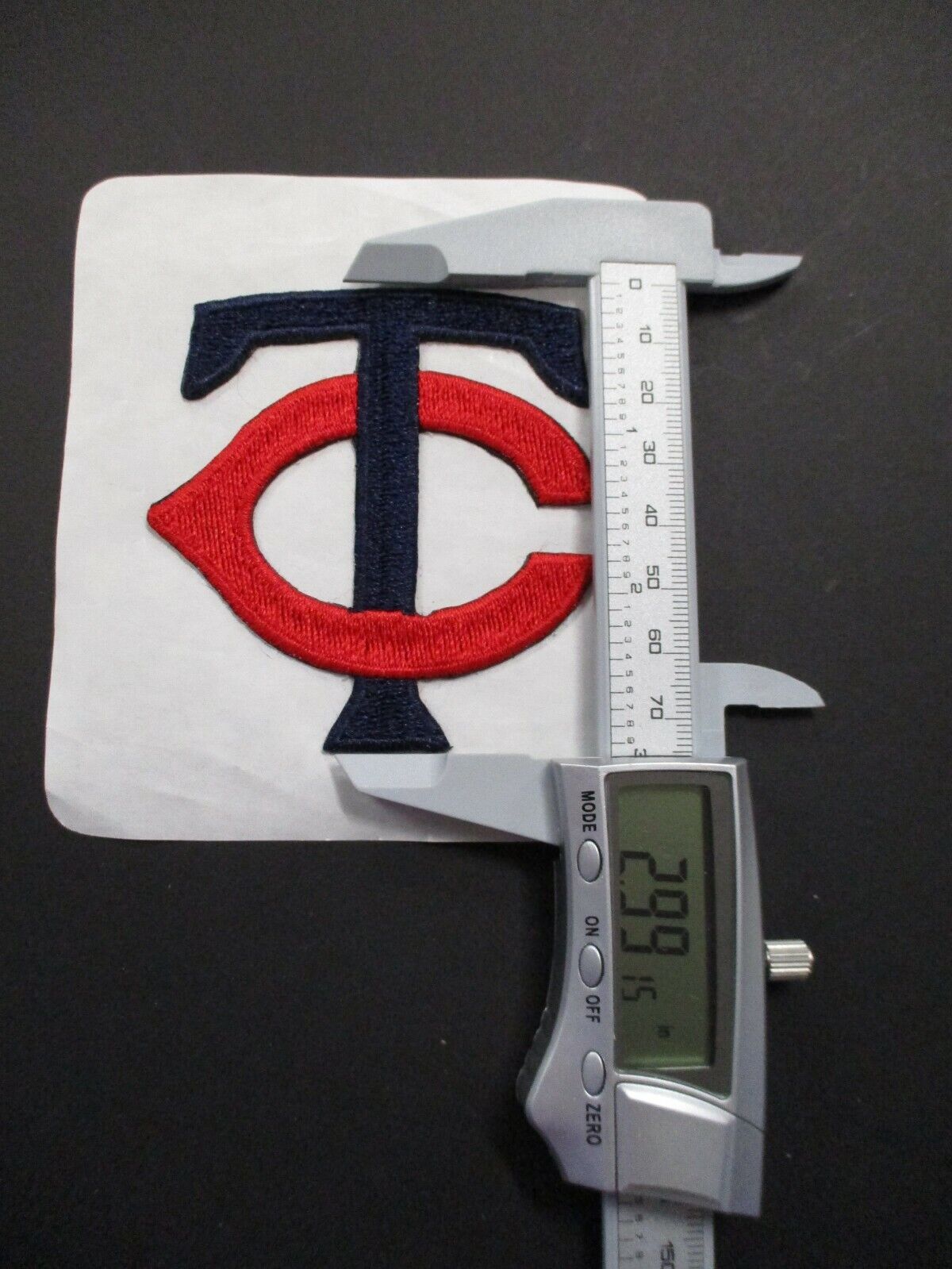 Minnesota Twins TC Logo Patch Size 2.75 x 3.0 Inches Blue Red Letters Stick-on