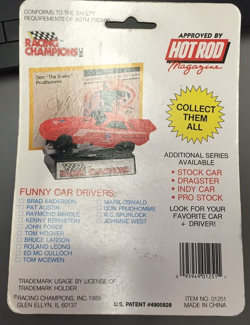 Kenny Bernstein 1989 Racing Champions Funny Car NIP Series 1 Quaker State