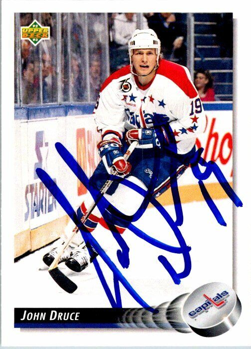 John Druce Washington Capitals Hand Signed 1992-93 UD Hockey Card #205 NM-MT