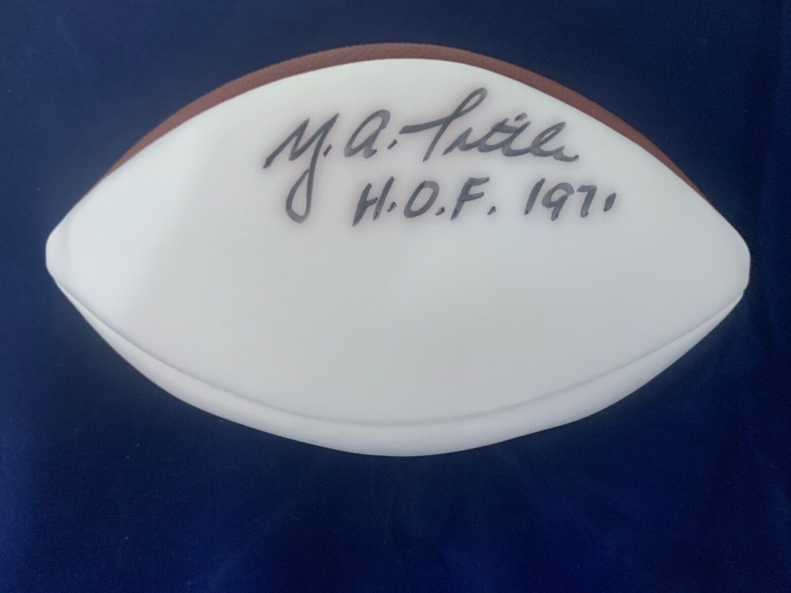 YA Tittle White Panel Autographed Football with HOF 1971 and JSA COa #L45136