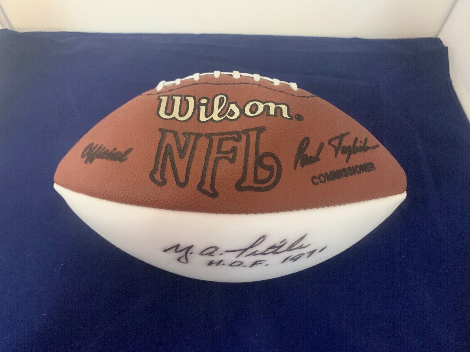 YA Tittle White Panel Autographed Football with HOF 1971 and JSA COa #L45136