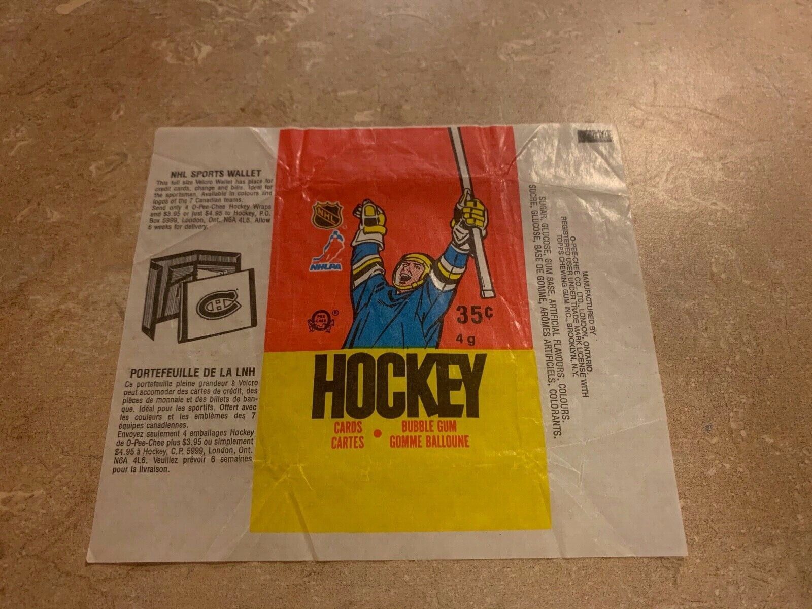 1987 - 88 O-PEE-CHEE Hockey Wrapper Trading Card Wrappers Robitaille Rookie Year