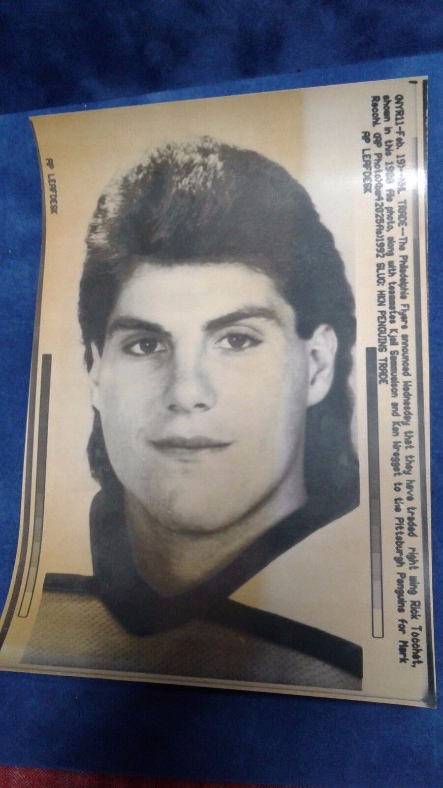 Rick Tocchet Laser  6x81/2 AP Photo Leaf Desk