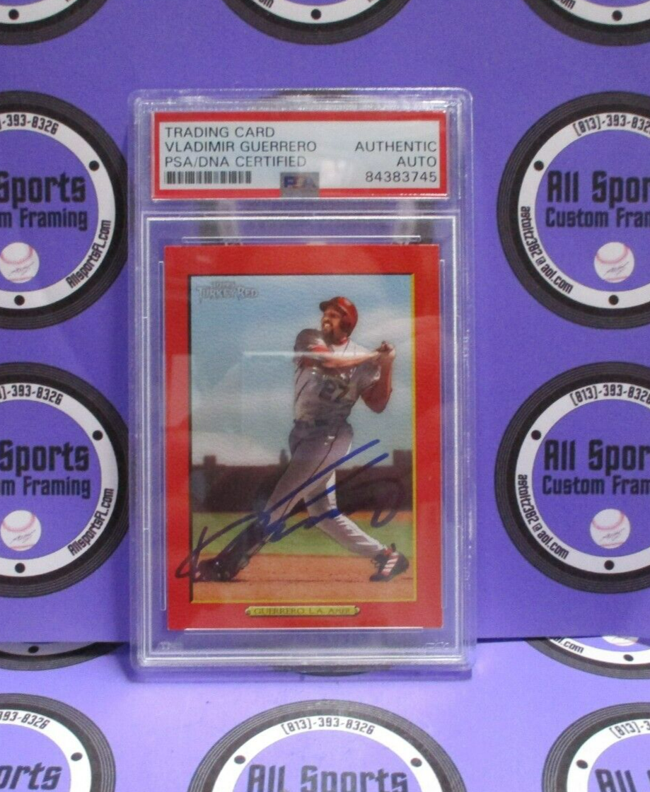 Vladimir Guerrero Autographed 2005 Topps Turkey Red Baseball Card #120 PSA Slab