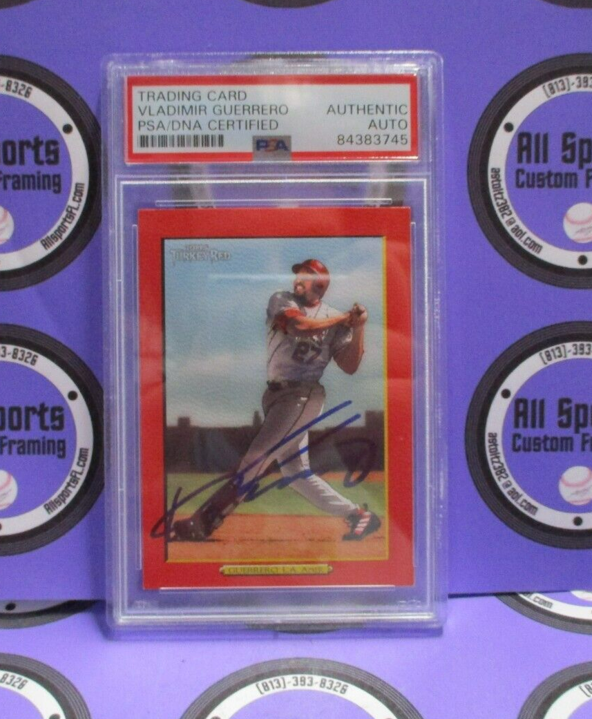 Vladimir Guerrero Autographed 2005 Topps Turkey Red Baseball Card #120 PSA Slab