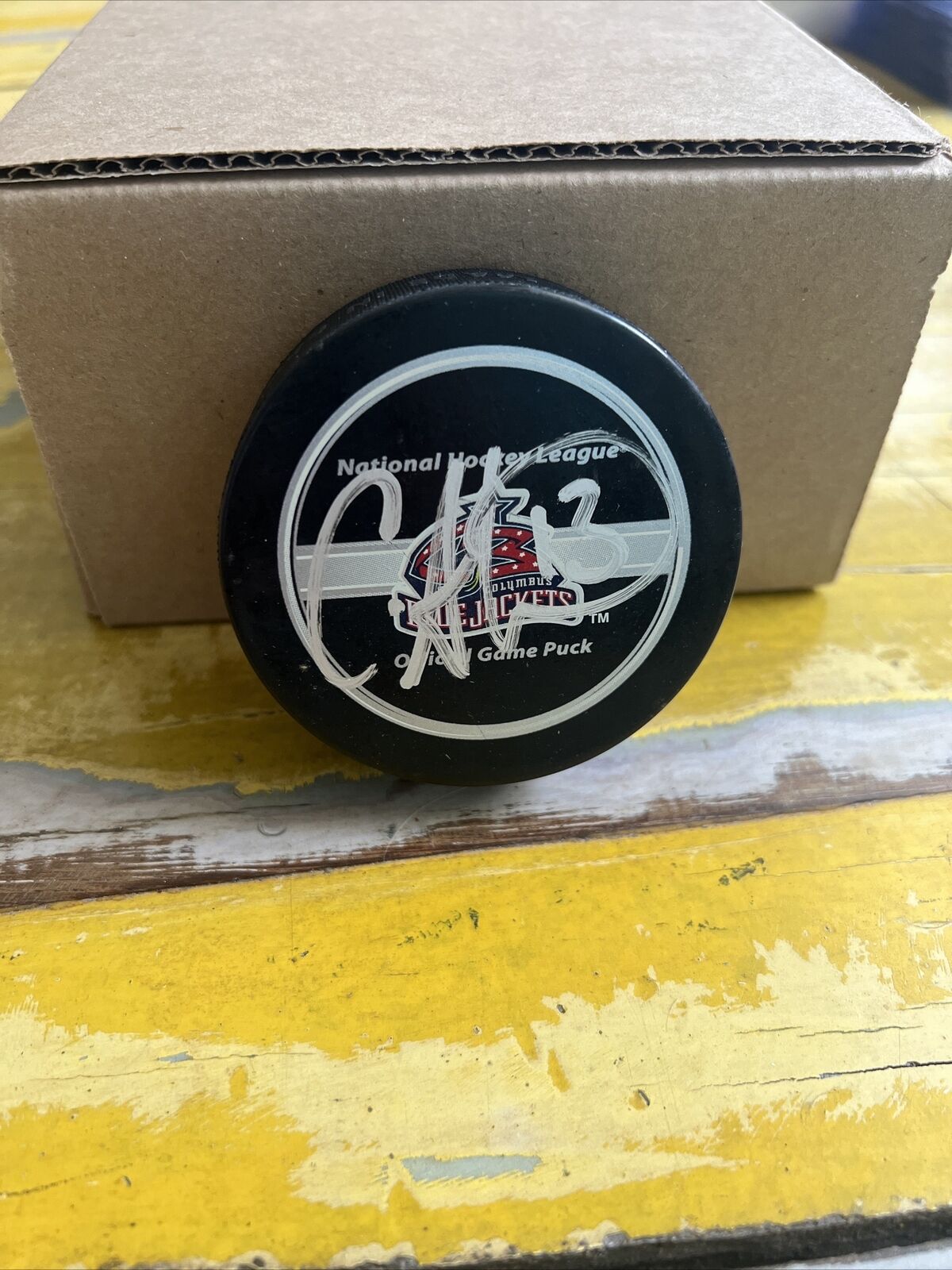 NHL Cam Atkinson Autographed Signed Blue Jackets Official Game Puck JSA COA