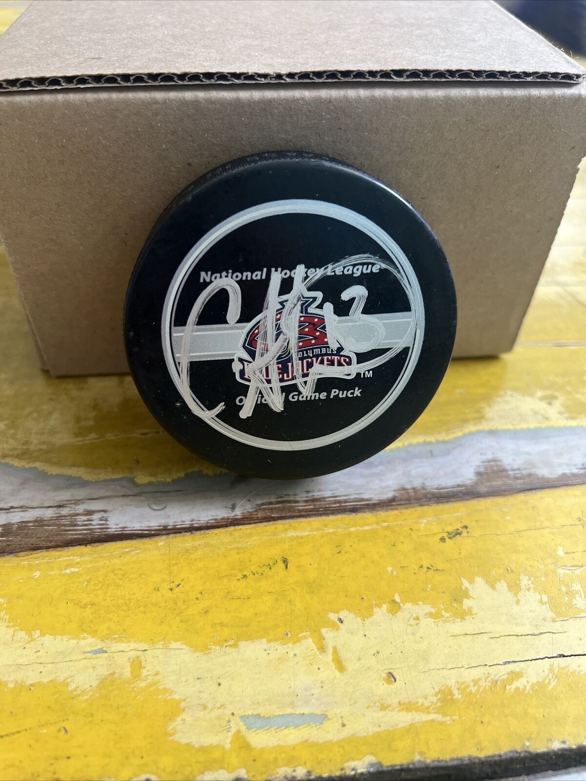 NHL Cam Atkinson Autographed Signed Blue Jackets Official Game Puck JSA COA