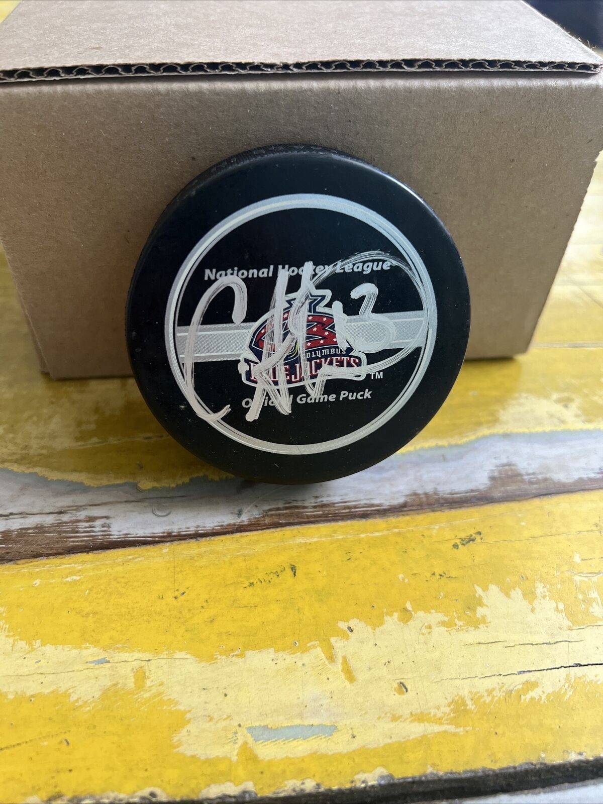 NHL Cam Atkinson Autographed Signed Blue Jackets Official Game Puck JSA COA