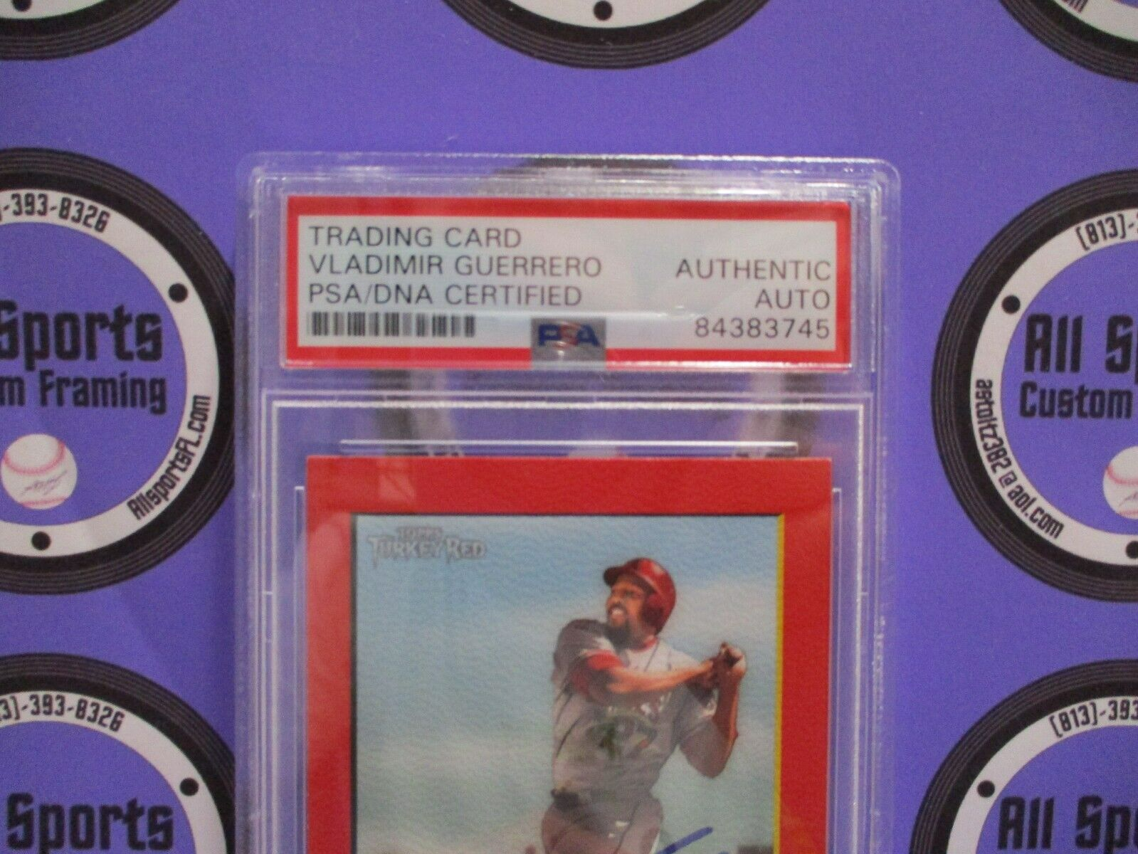 Vladimir Guerrero Autographed 2005 Topps Turkey Red Baseball Card #120 PSA Slab