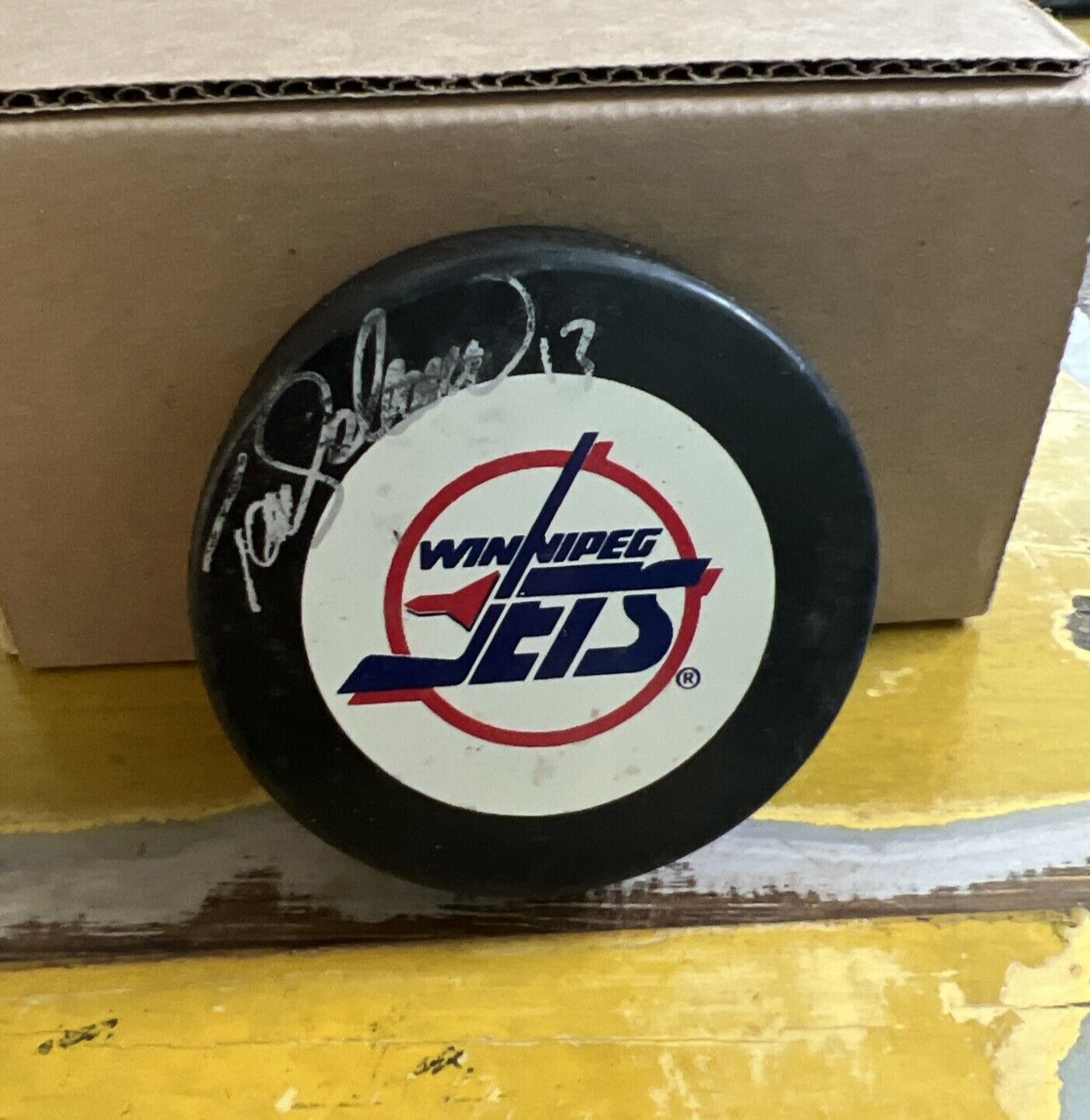 NHL Teemu Selanne Autographed Signed Jets Official Game Hockey Puck JSA COA