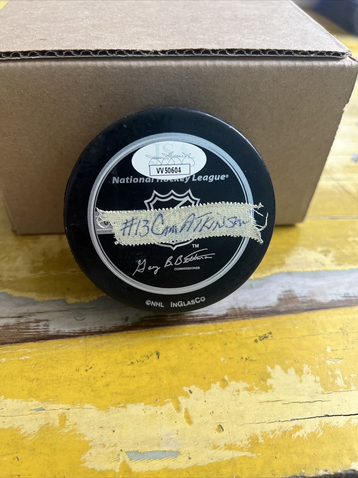 NHL Cam Atkinson Autographed Signed Blue Jackets Official Game Puck JSA COA