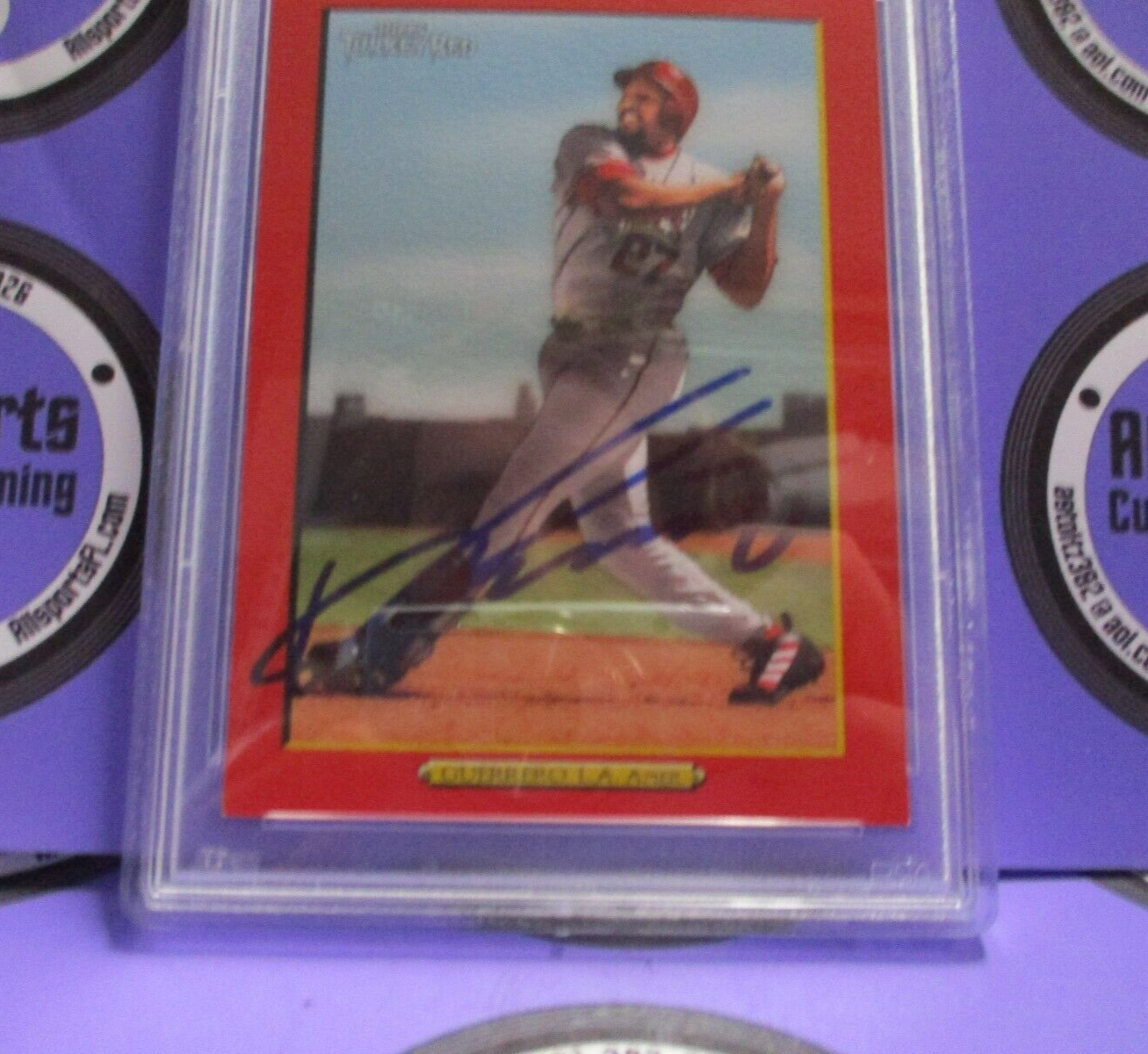 Vladimir Guerrero Autographed 2005 Topps Turkey Red Baseball Card #120 PSA Slab