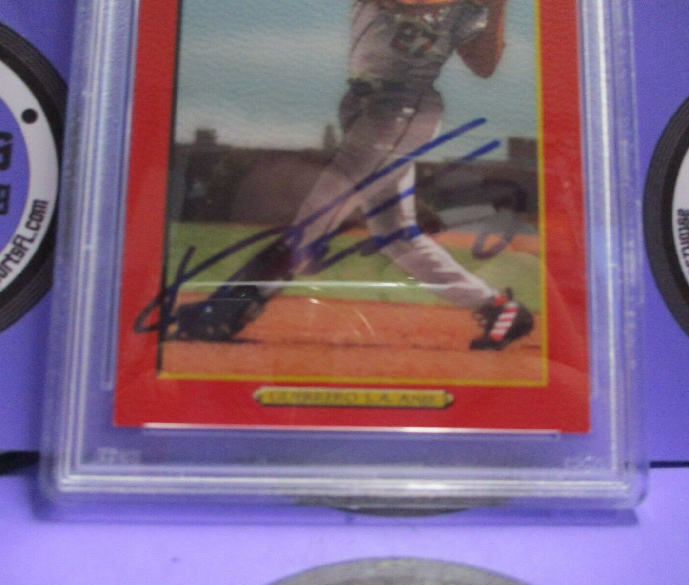 Vladimir Guerrero Autographed 2005 Topps Turkey Red Baseball Card #120 PSA Slab