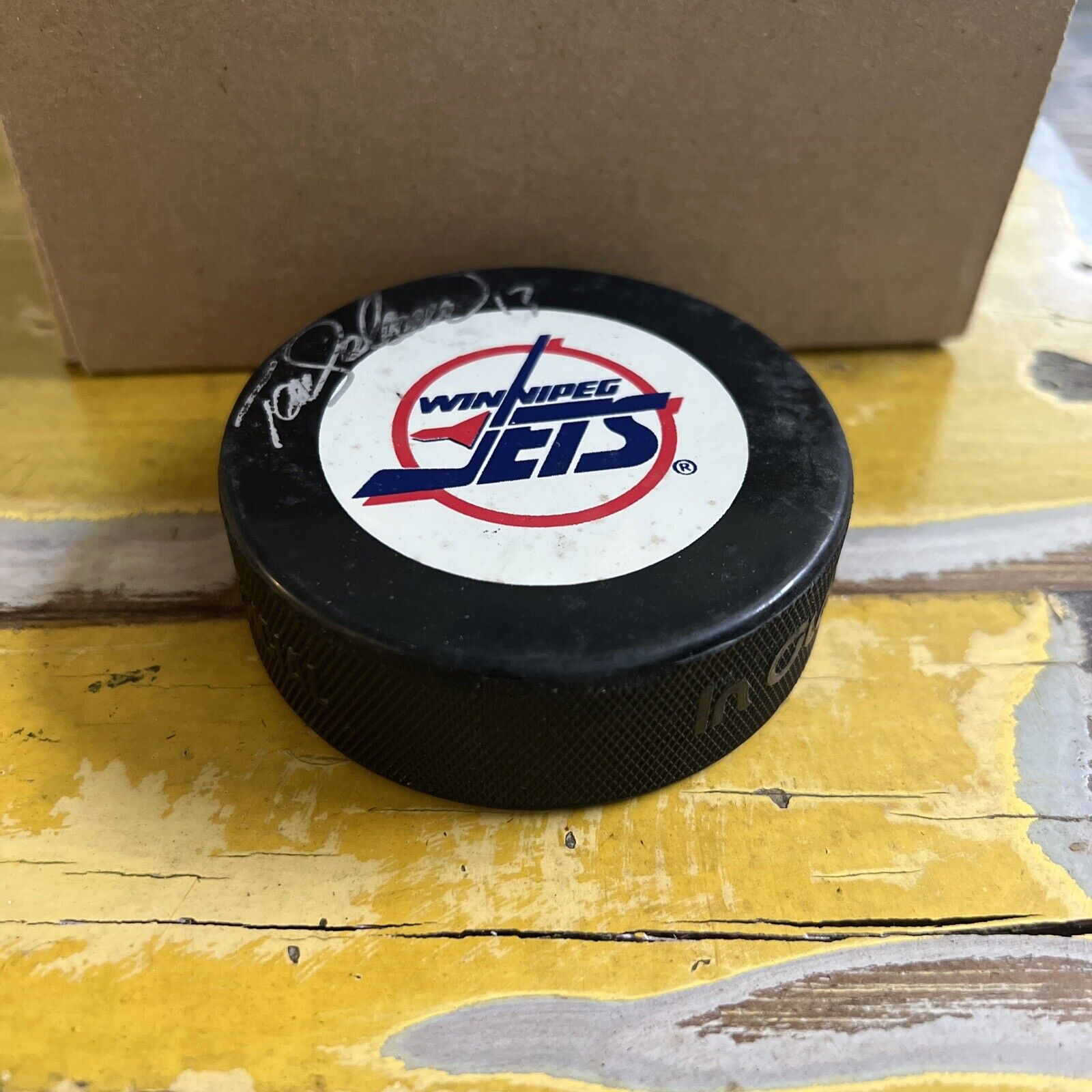 NHL Teemu Selanne Autographed Signed Jets Official Game Hockey Puck JSA COA