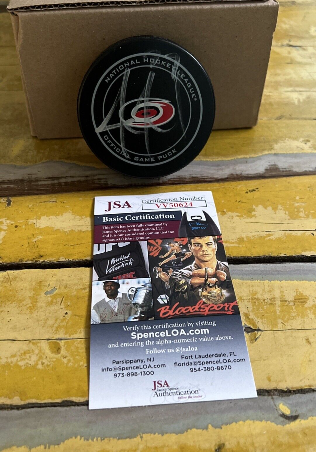 NHL Justin Faulk Autographed Signed Hurricanes Official Game Hockey Puck JSA COA