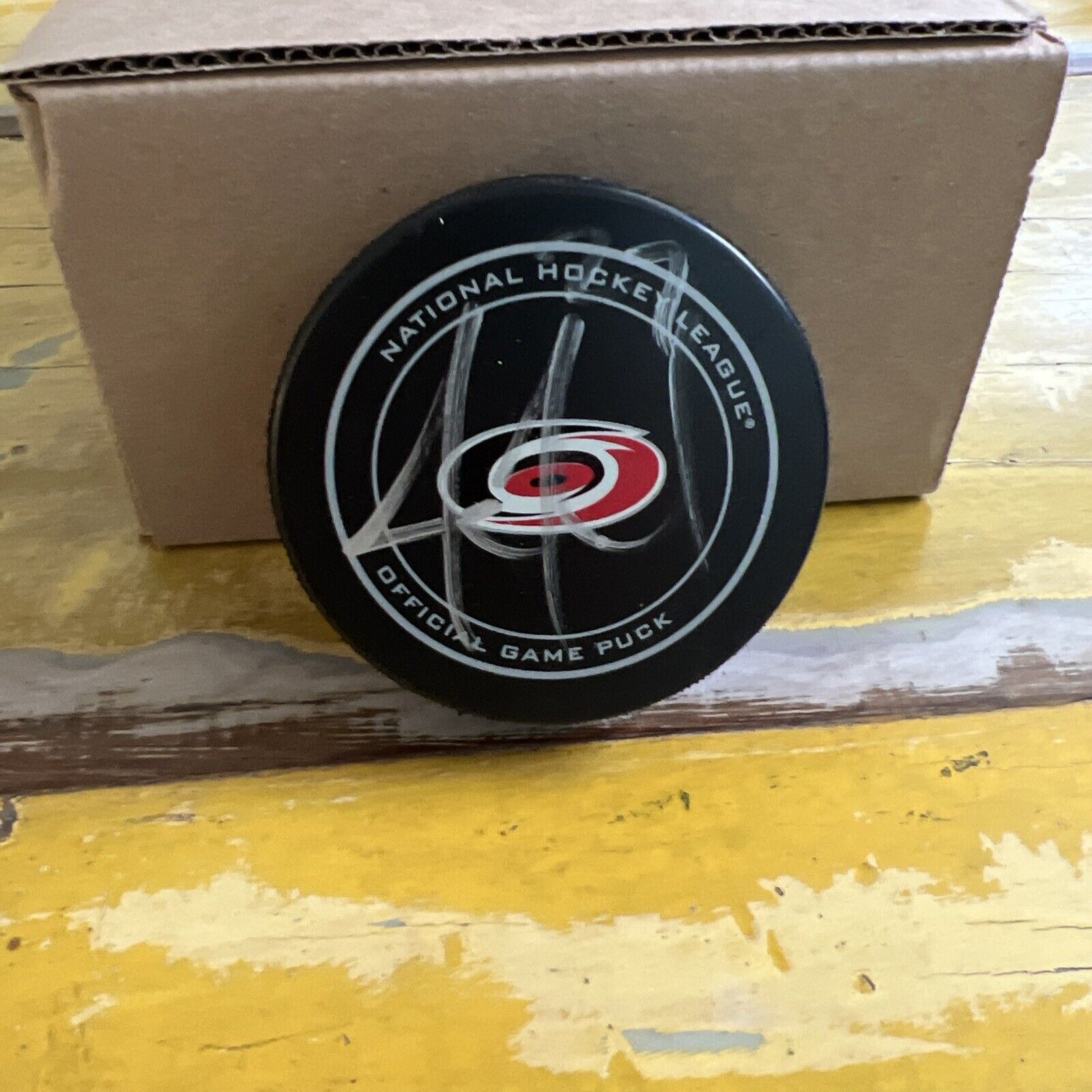 NHL Justin Faulk Autographed Signed Hurricanes Official Game Hockey Puck JSA COA