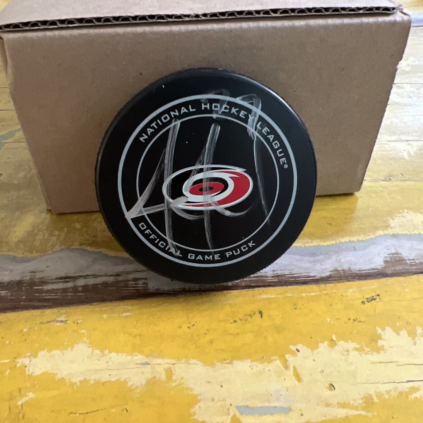 NHL Justin Faulk Autographed Signed Hurricanes Official Game Hockey Puck JSA COA