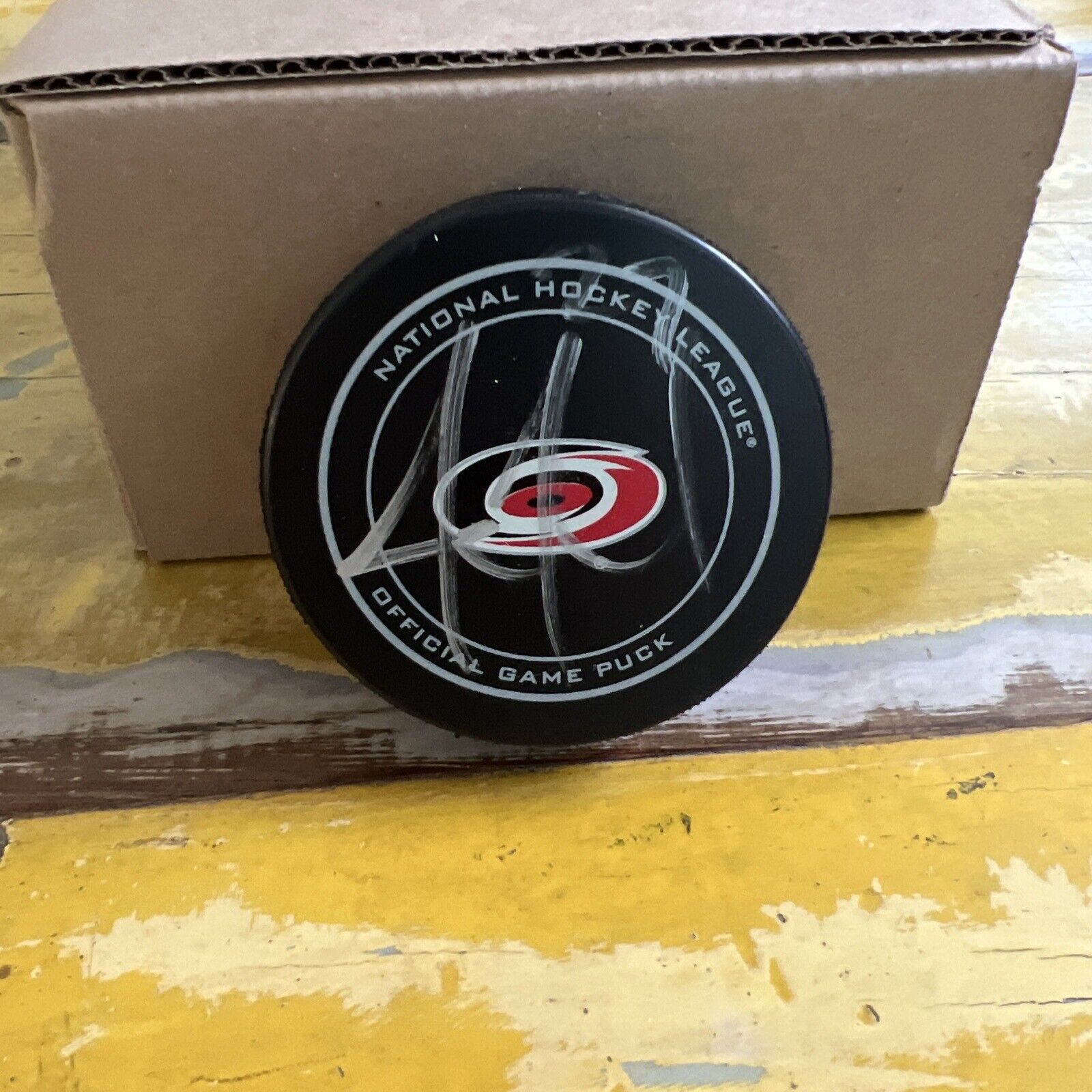 NHL Justin Faulk Autographed Signed Hurricanes Official Game Hockey Puck JSA COA