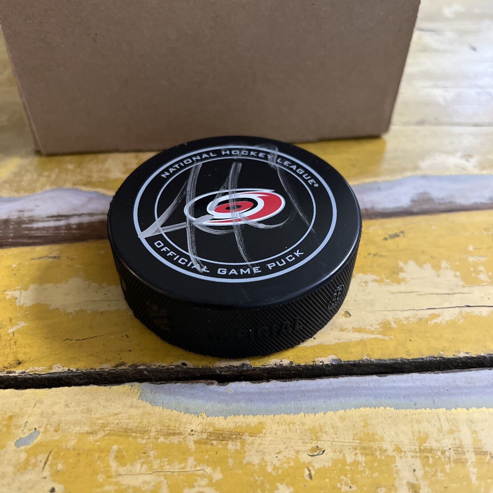 NHL Justin Faulk Autographed Signed Hurricanes Official Game Hockey Puck JSA COA