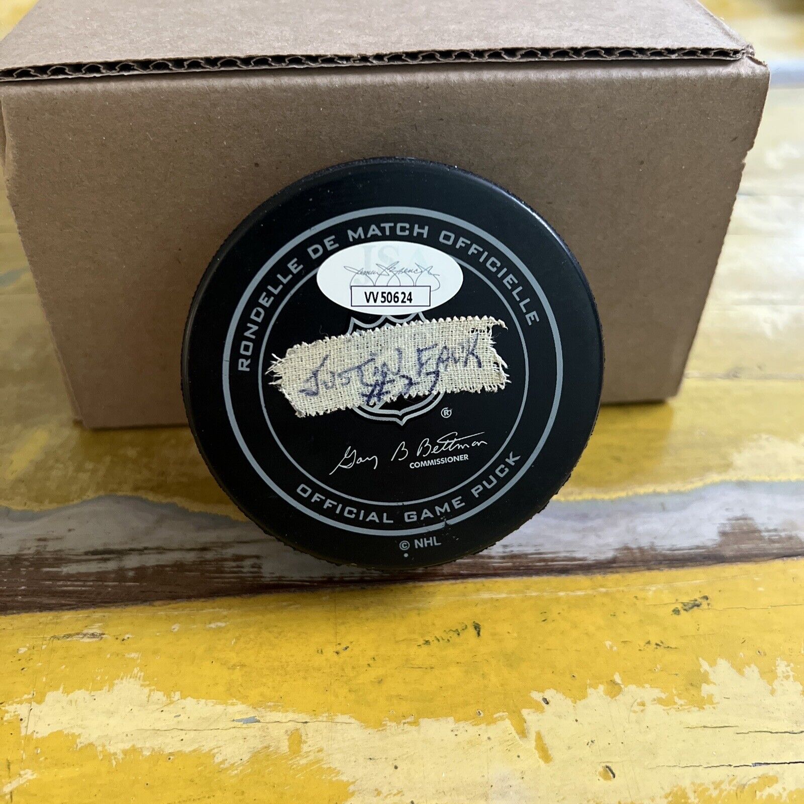 NHL Justin Faulk Autographed Signed Hurricanes Official Game Hockey Puck JSA COA