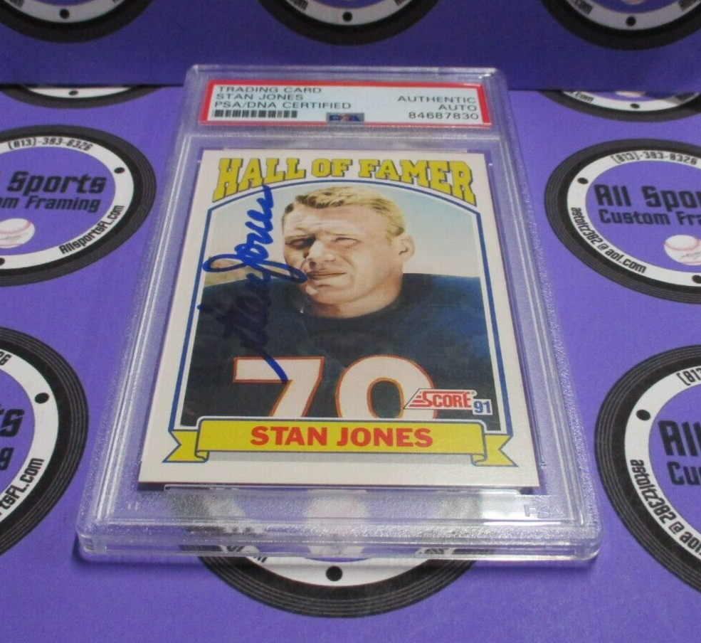 Stan Jones Autographed 1991 Hall of Famer Score Football Card #671 PSA Slab