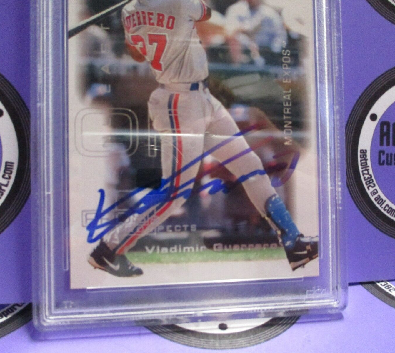 Vladimir Guerrero Autographed 2000 Upper Deck Pros & Prospects Card #67 PSA Slab