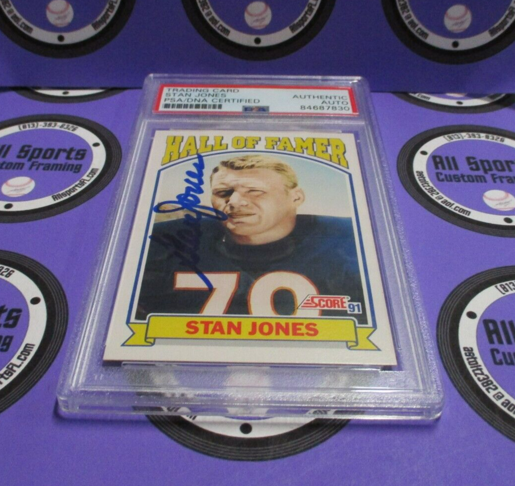 Stan Jones Autographed 1991 Hall of Famer Score Football Card #671 PSA Slab