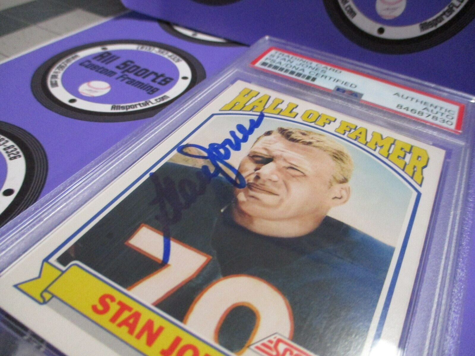 Stan Jones Autographed 1991 Hall of Famer Score Football Card #671 PSA Slab