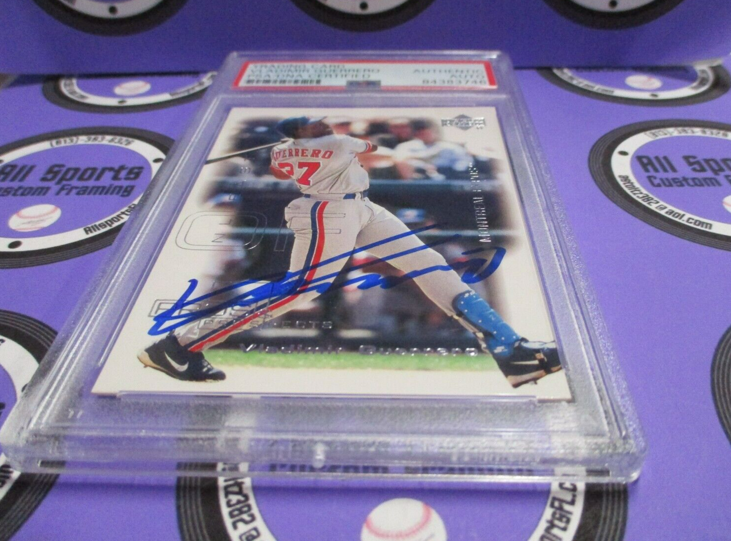 Vladimir Guerrero Autographed 2000 Upper Deck Pros & Prospects Card #67 PSA Slab