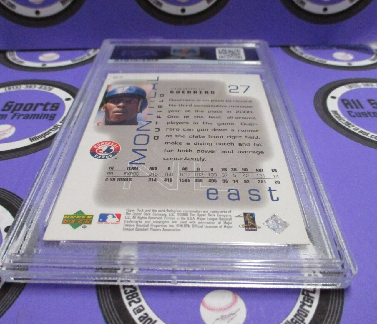 Vladimir Guerrero Autographed 2000 Upper Deck Pros & Prospects Card #67 PSA Slab